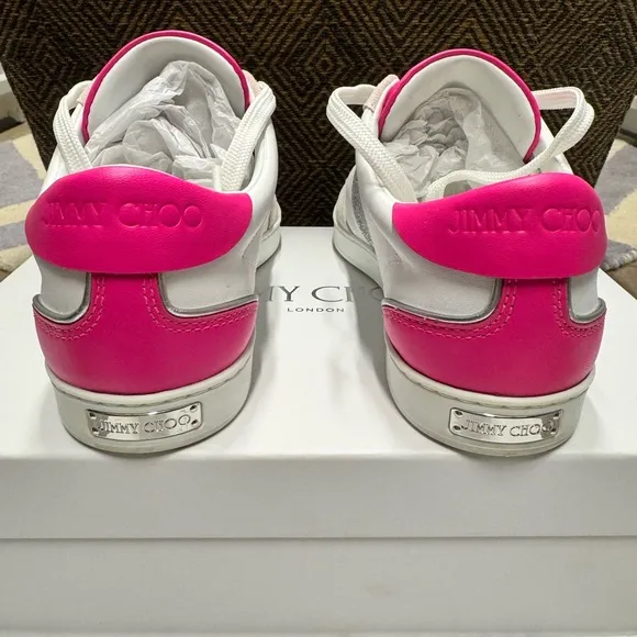 Jimmy Choo Women's White and Pink Teri Sneakers