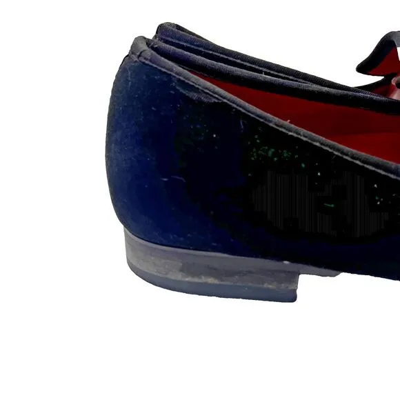 JITAI Black Velvet Shoes Men's 12 Slip-On Red Velvet Lined Penny Loafer Luxury