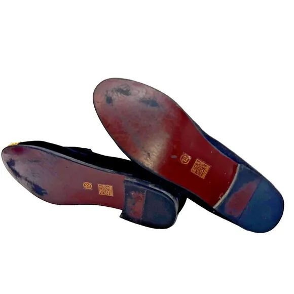 JITAI Black Velvet Shoes Men's 12 Slip-On Red Velvet Lined Penny Loafer Luxury