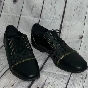 John Fleuvog Loafers - Prophesy Breton Leather Derby Shoes - Vegan - Black - 8