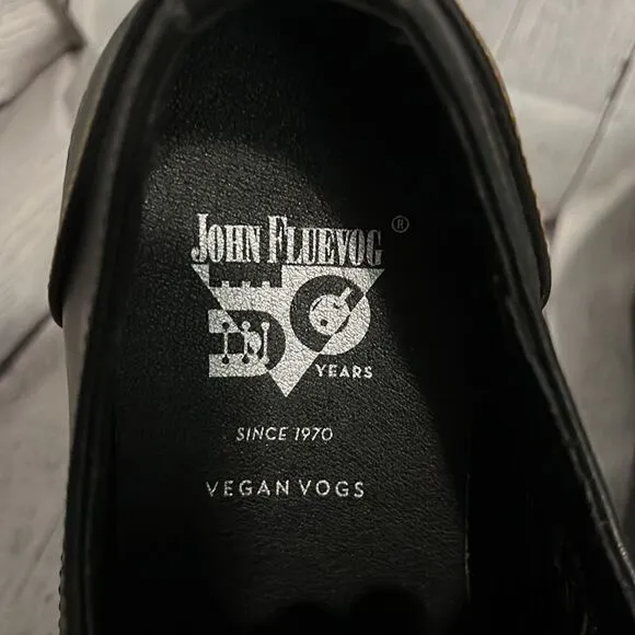 John Fleuvog Loafers - Prophesy Breton Leather Derby Shoes - Vegan - Black - 8