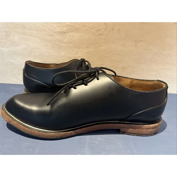 John Fluevog womens Size 9 Oxford Shoes Leather Modvog Mariella black gold