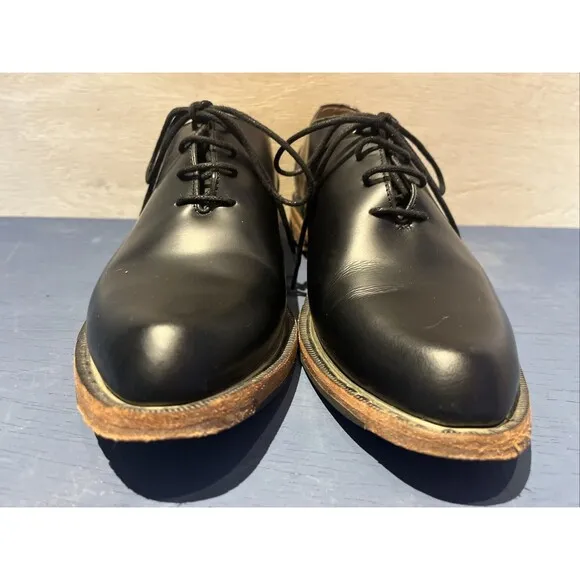 John Fluevog womens Size 9 Oxford Shoes Leather Modvog Mariella black gold