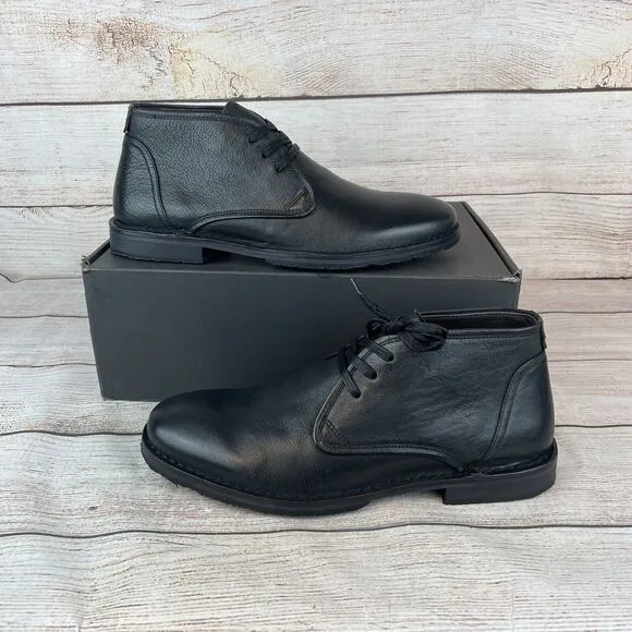 JOHN VARVATOS Mens Sz 11 Boots Star Portland Black Leather Chukka