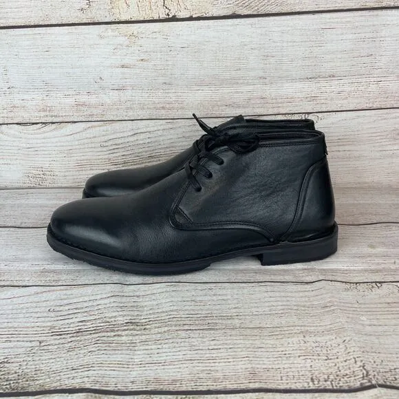 JOHN VARVATOS Mens Sz 11 Boots Star Portland Black Leather Chukka
