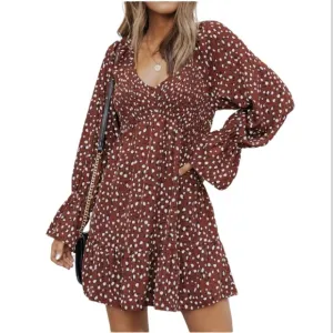 JOHNNY WAS Gorgeous Bell Sleeve Brick Red White Print Mini Dress Sz Smal…
