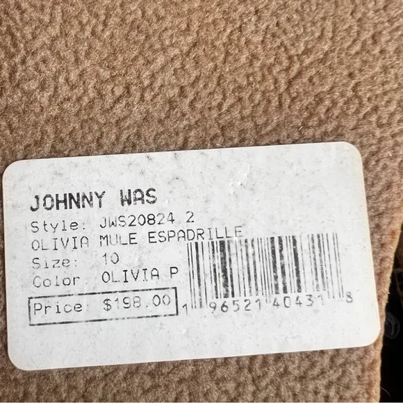 JOHNNY WAS Olivia Women's Slip On Mule Espadrille Shoe Size 10 #242602