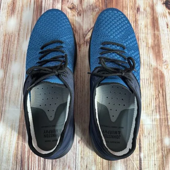 Johnston &amp; Murphy ACTIVATE U-THROAT Mens Size 11.5 Blue Knit Sneakers Shoes EUC