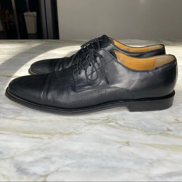 JOHNSTON &amp; MURPHY Black Deer Leather Oxford Dress Shoe size Men’s 12