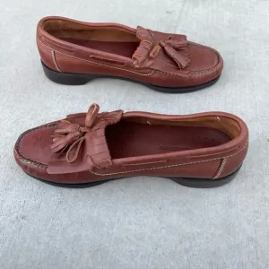 Johnston &amp; Murphy brown leather loafer dress shoes tassel accent size 10