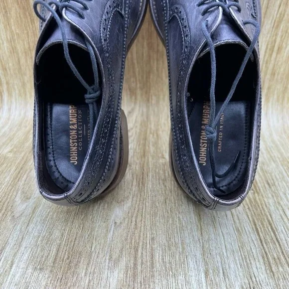 Johnston &amp; Murphy Collection Men's Size 10 M Black Dress Shoes Crafted in Italy