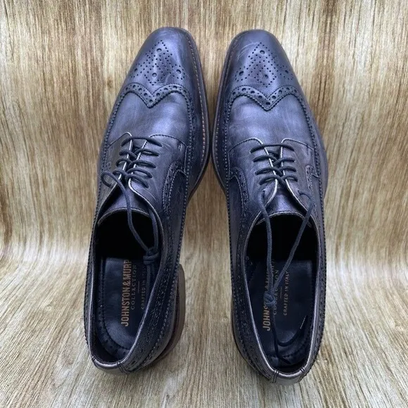 Johnston &amp; Murphy Collection Men's Size 10 M Black Dress Shoes Crafted in Italy