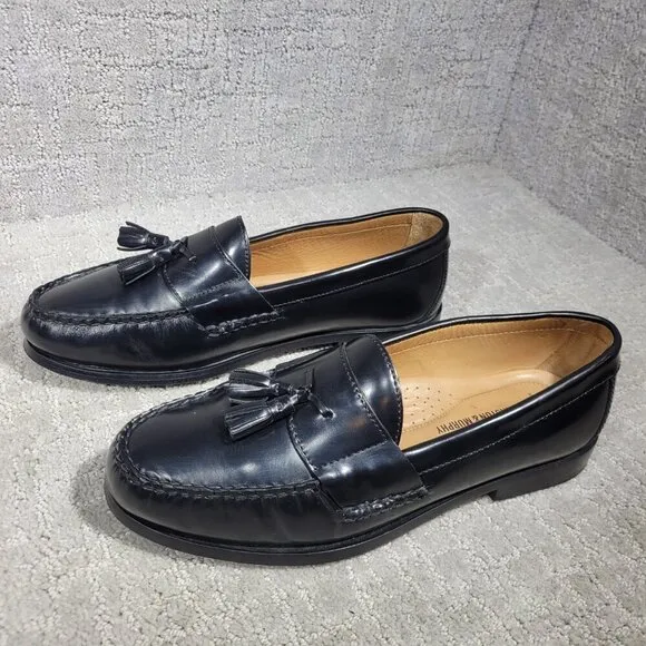 Johnston &amp; Murphy Hayes Men's Size 10M Black Leather Tassel Loafer Dress Shoes
