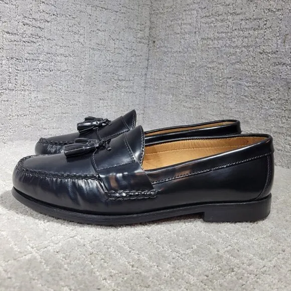 Johnston &amp; Murphy Hayes Men's Size 10M Black Leather Tassel Loafer Dress Shoes