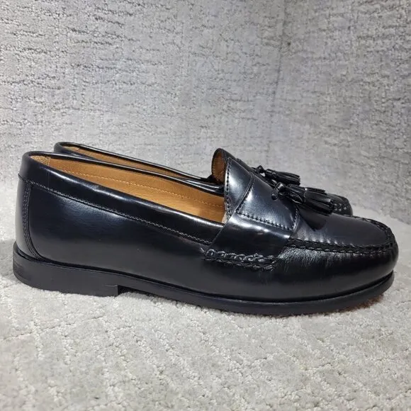 Johnston &amp; Murphy Hayes Men's Size 10M Black Leather Tassel Loafer Dress Shoes