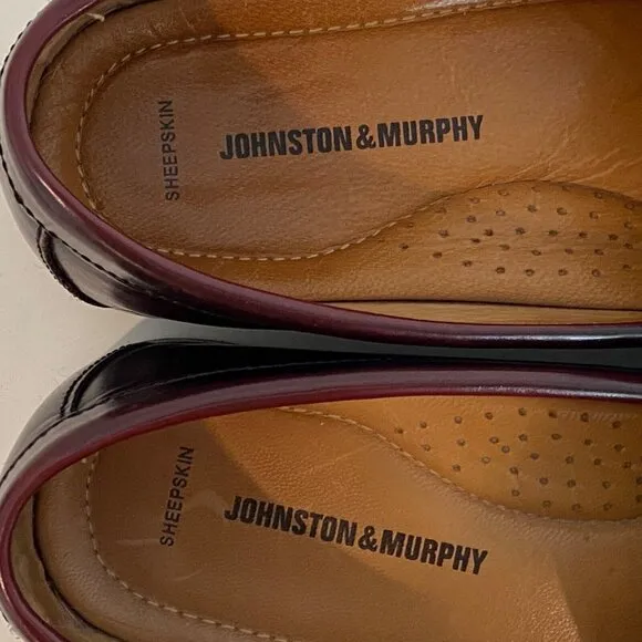 Johnston &amp; Murphy Hayes Tassel Loafers Shoes Mens  9 W Burgundy Leather 15-1094