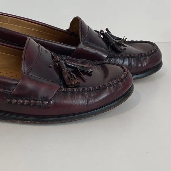 Johnston &amp; Murphy Hayes Tassel Loafers Shoes Mens  9 W Burgundy Leather 15-1094