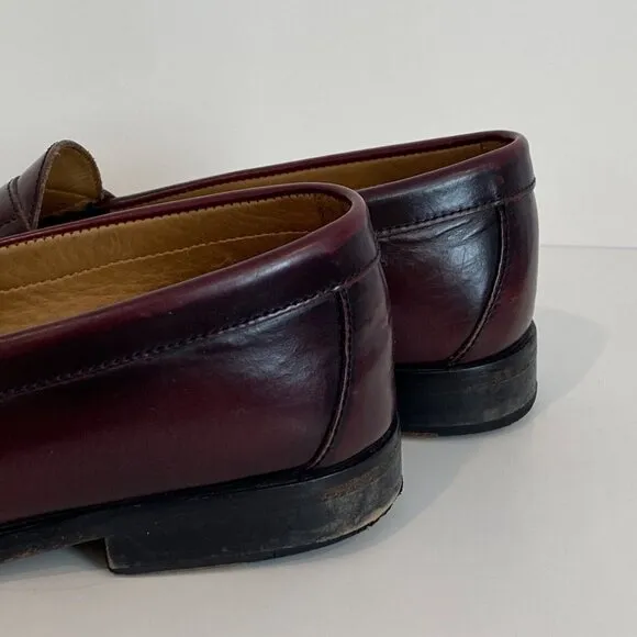 Johnston &amp; Murphy Hayes Tassel Loafers Shoes Mens  9 W Burgundy Leather 15-1094