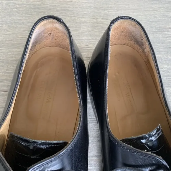 Johnston &amp; Murphy Men's 12 Cellini Black Croc Cap Toe Lace Up Oxford Dress Shoes