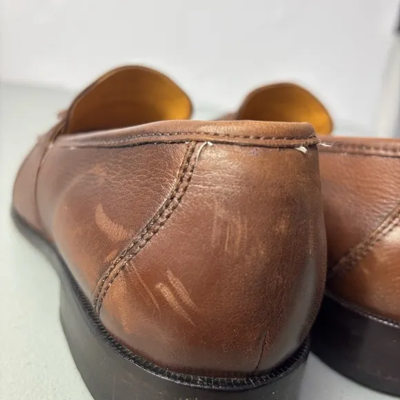 Johnston &amp; Murphy Men's Cognac Brown Leather Tassel Loafers Dress Shoes Size 8.5