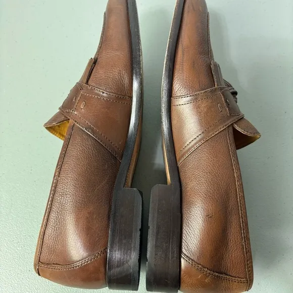 Johnston &amp; Murphy Men's Cognac Brown Leather Tassel Loafers Dress Shoes Size 8.5