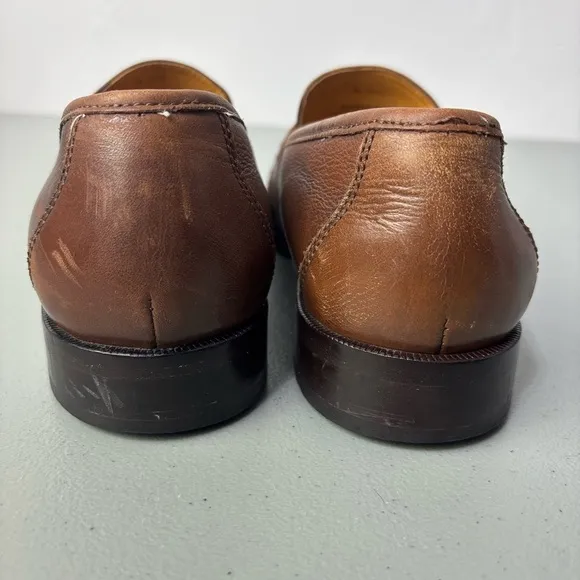 Johnston &amp; Murphy Men's Cognac Brown Leather Tassel Loafers Dress Shoes Size 8.5
