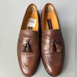 Johnston &amp; Murphy Men's Cognac Brown Leather Tassel Loafers Dress Shoes Size 8.5