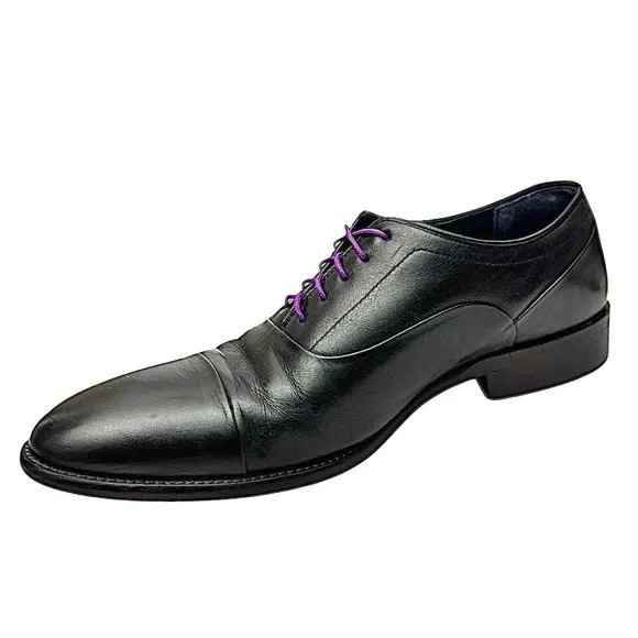 JOHNSTON &amp; MURPHY MEN'S DRESS OXFORD SHOES SIZE 9.5 M BLACK LEATHER EUC