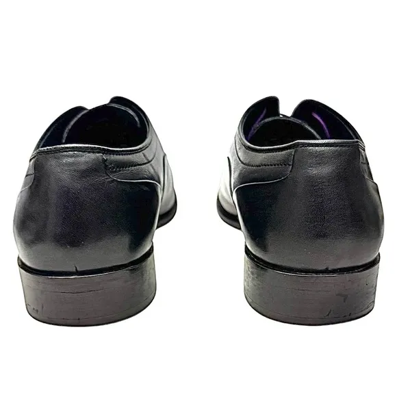 JOHNSTON &amp; MURPHY MEN'S DRESS OXFORD SHOES SIZE 9.5 M BLACK LEATHER EUC