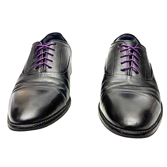 JOHNSTON &amp; MURPHY MEN'S DRESS OXFORD SHOES SIZE 9.5 M BLACK LEATHER EUC