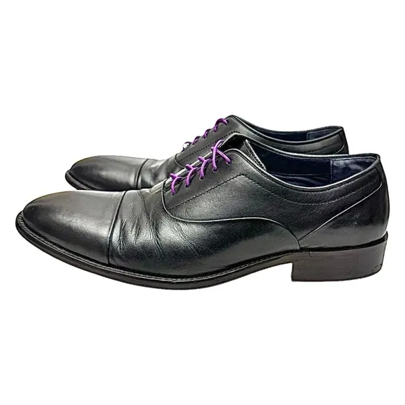 JOHNSTON &amp; MURPHY MEN'S DRESS OXFORD SHOES SIZE 9.5 M BLACK LEATHER EUC