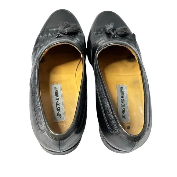 Johnston &amp; Murphy Men’s Leather Loafer Black Tassel Dress Shoes Size 9M