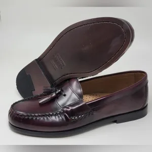 Johnston &amp; Murphy Me's Sz 8.5 Dress Loafer Shoes Brown Moc Toe Leather Pre-owned