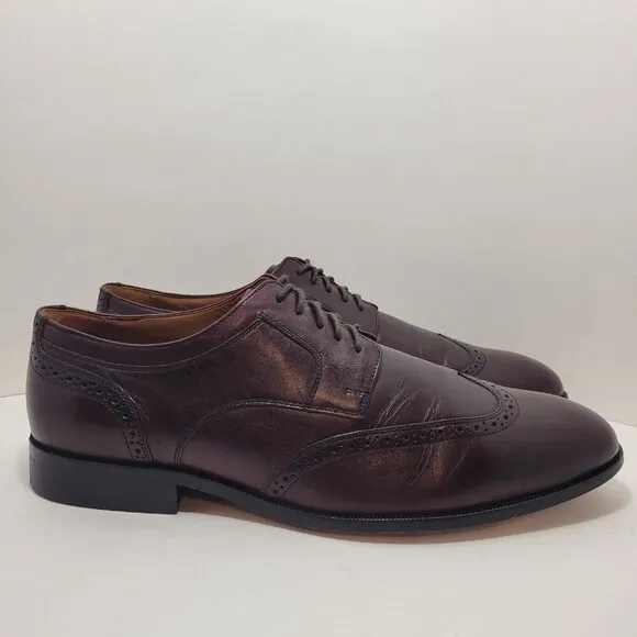 Johnston and Murphy Men's Size 13M Burgundy Leather Lace up Wingtip Dress Shoes