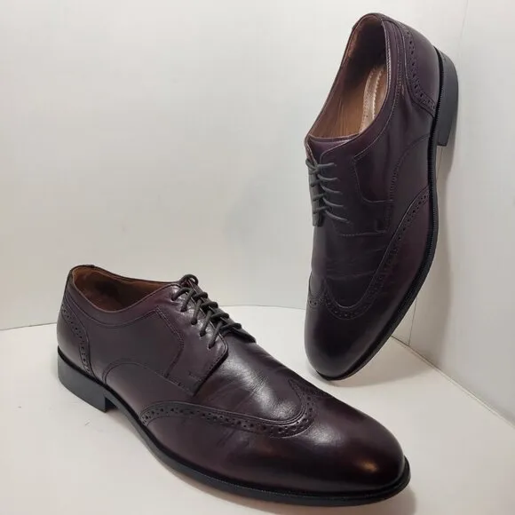 Johnston and Murphy Men's Size 13M Burgundy Leather Lace up Wingtip Dress Shoes