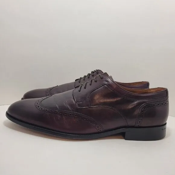 Johnston and Murphy Men's Size 13M Burgundy Leather Lace up Wingtip Dress Shoes