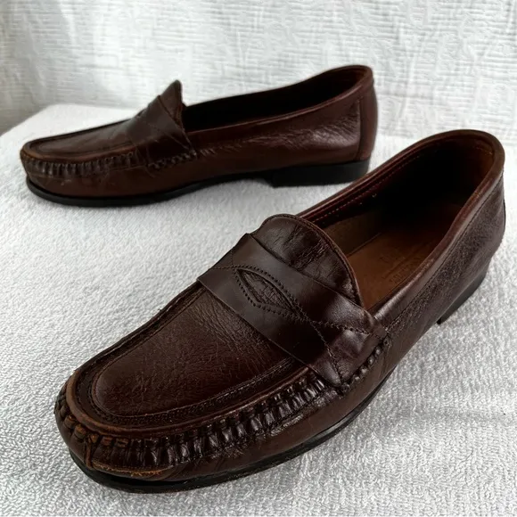 Johnston and Murphy Penny Loafer in Brown Genuine Deer Skin Mens 9 M Dress Shoes