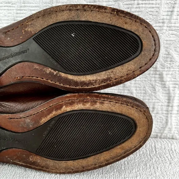 Johnston and Murphy Penny Loafer in Brown Genuine Deer Skin Mens 9 M Dress Shoes