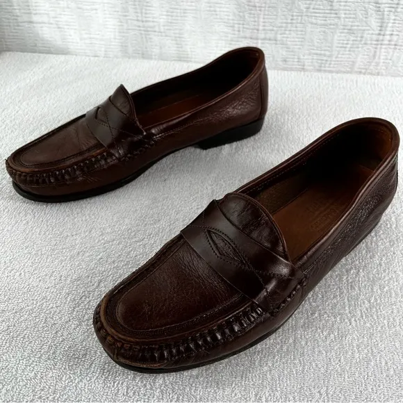 Johnston and Murphy Penny Loafer in Brown Genuine Deer Skin Mens 9 M Dress Shoes