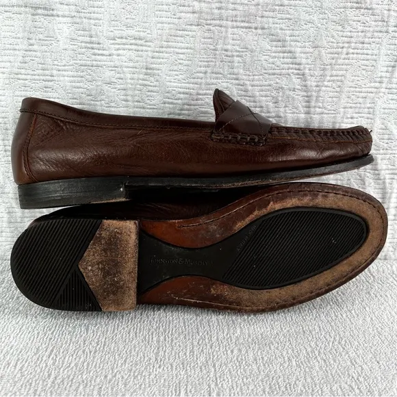 Johnston and Murphy Penny Loafer in Brown Genuine Deer Skin Mens 9 M Dress Shoes