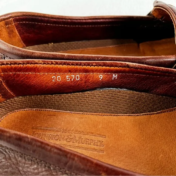 Johnston and Murphy Penny Loafer in Brown Genuine Deer Skin Mens 9 M Dress Shoes