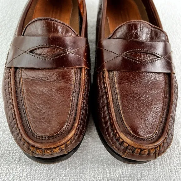 Johnston and Murphy Penny Loafer in Brown Genuine Deer Skin Mens 9 M Dress Shoes