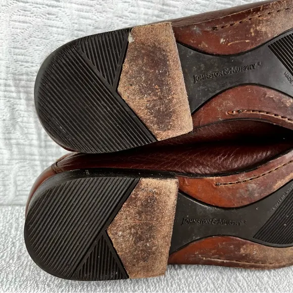 Johnston and Murphy Penny Loafer in Brown Genuine Deer Skin Mens 9 M Dress Shoes