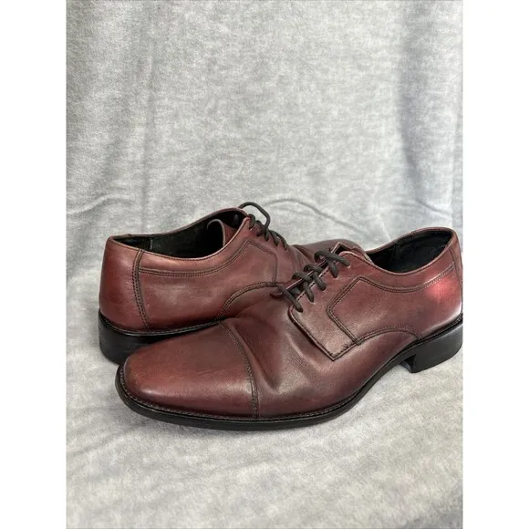 Johnston Murphy Burgundy Derby Leather Cap Toe Dress Shoes Size 9