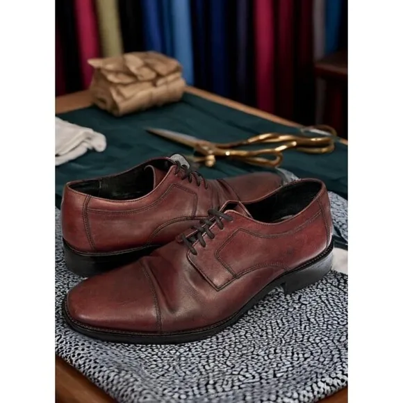 Johnston Murphy Burgundy Derby Leather Cap Toe Dress Shoes Size 9