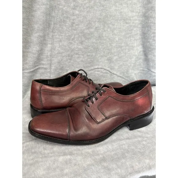 Johnston Murphy Burgundy Derby Leather Cap Toe Dress Shoes Size 9