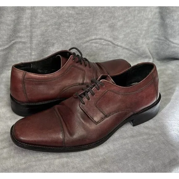 Johnston Murphy Burgundy Derby Leather Cap Toe Dress Shoes Size 9
