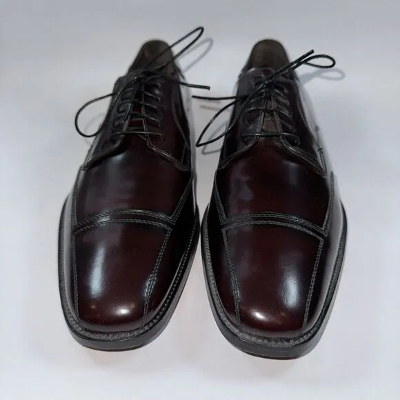 JOHNSTON MURPHY Mens Dress Shoes Burgundy Leather Cap Toe Oxford Size 10.5 M
