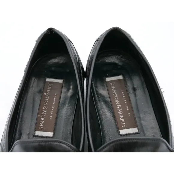 Johnston Murphy Tassel Loafers Mens 9 Black Leather Lizard Embossed Dress Shoes