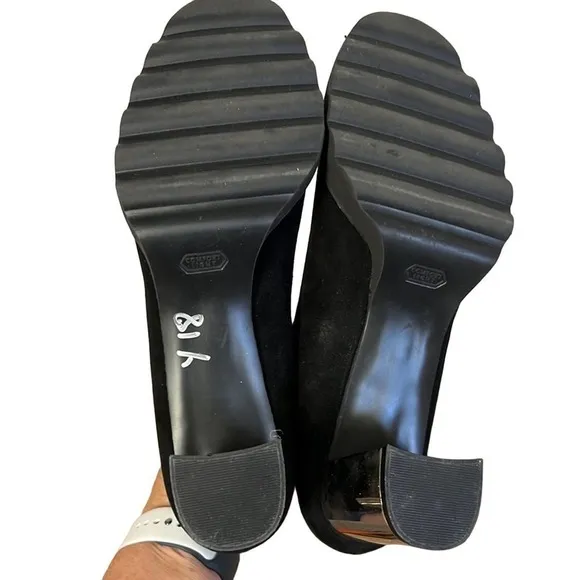 Jon Josef black suede studded heels 9